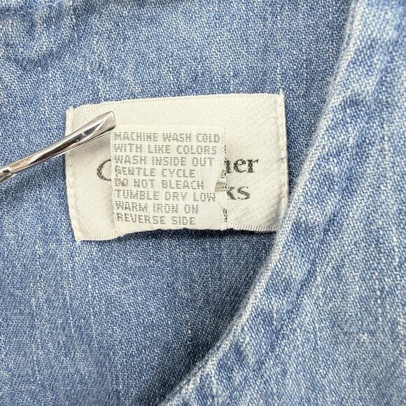 Christopher & Banks Denim Jumper Dress 14 USA Flag Apple Embroidery 90s Momcore - Picture 6 of 6